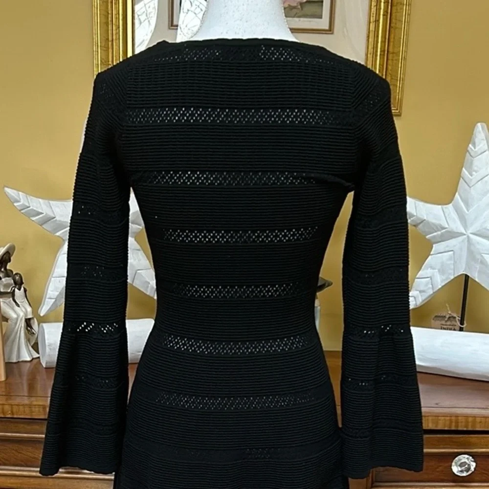 Sandro Paris Carmen Women’s Black Knit Stretch Sweater Dress Fluted Cuffs Sz S - Picture 11 of 16